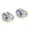 Argolla Huggie 02.186.0060.1.12 Plata Rodinada, con Zirconia Cubica Blanca y Zafiro Azul, Pulido, Rodinado