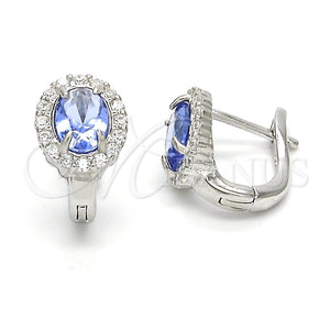 Argolla Huggie 02.186.0060.1.12 Plata Rodinada, con Zirconia Cubica Blanca y Zafiro Azul, Pulido, Rodinado