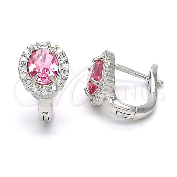 Argolla Huggie 02.186.0060.2.15 Plata Rodinada, con Zirconia Cubica Blanca y Rubi, Pulido, Rodinado
