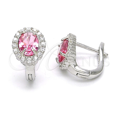 Argolla Huggie 02.186.0060.2.15 Plata Rodinada, con Zirconia Cubica Blanca y Rubi, Pulido, Rodinado