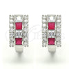 Argolla Huggie 02.267.0014.8.20 Rodio Laminado, con Zirconia Cubica Rubi y Blanca, Pulido, Rodinado