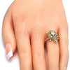 Anillo Multi Piedra 01.210.0066.07 Oro Laminado, Diseño de Tortuga, con Blanca Zirconia Cubica, Pulido, Tono Dorado (Size 7)