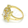 Anillo Multi Piedra 01.210.0066.08 Oro Laminado, Diseño de Tortuga, con Blanca Zirconia Cubica, Pulido, Tono Dorado (Size 8)