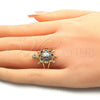 Anillo Multi Piedra 01.210.0066.1.08 Oro Laminado, Diseño de Tortuga, con Multicolor Zirconia Cubica, Pulido, Tono Dorado (Size 8)