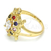 Anillo Multi Piedra 01.210.0066.1.08 Oro Laminado, Diseño de Tortuga, con Multicolor Zirconia Cubica, Pulido, Tono Dorado (Size 8)