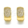 Argolla Huggie 02.210.0039.15 Oro Laminado, con Blanca Micro Pave, Pulido, Tono Dorado