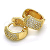 Argolla Huggie 02.210.0039.15 Oro Laminado, con Blanca Micro Pave, Pulido, Tono Dorado