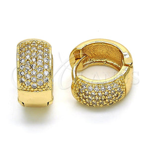 Argolla Huggie 02.210.0039.15 Oro Laminado, con Blanca Micro Pave, Pulido, Tono Dorado