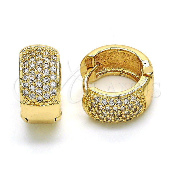 Argolla Huggie 02.210.0039.15 Oro Laminado, con Blanca Micro Pave, Pulido, Tono Dorado