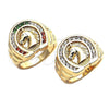 Anillo de Hombre 01.316.0001.10 Oro Laminado, Diseño de Caballo, con Blanca Zirconia Cubica, Pulido, Tono Dorado (Size 10)