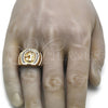 Anillo de Hombre 01.316.0001.12 Oro Laminado, Diseño de Caballo, con Blanca Zirconia Cubica, Pulido, Tono Dorado (Size 12)