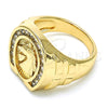 Anillo de Hombre 01.316.0001.12 Oro Laminado, Diseño de Caballo, con Blanca Zirconia Cubica, Pulido, Tono Dorado (Size 12)