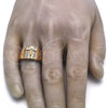 Anillo de Hombre 01.283.0001.11 Oro Laminado, Diseño de Crucifijo, con Blanca Zirconia Cubica, Pulido, Tono Dorado (Size 11)
