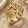 Anillo de Hombre 01.283.0001.11 Oro Laminado, Diseño de Crucifijo, con Zirconia Cubica Blanca, Pulido, Tono Dorado (Tamaño 11)