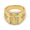 Anillo de Hombre 01.283.0001.12 Oro Laminado, Diseño de Crucifijo, con Blanca Zirconia Cubica, Pulido, Tono Dorado (Size 12)