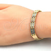 Pulsera Solida 03.102.0035.07 Oro Laminado, Pulido, Tres Tonos (08 MM Thickness, 7 Inches Length)