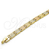 Pulsera Solida 03.102.0035.07 Oro Laminado, Pulido, Tres Tonos (08 MM Thickness, 7 Inches Length)