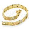 Pulsera Solida 03.102.0035.07 Oro Laminado, Pulido, Tres Tonos (08 MM Thickness, 7 Inches Length)