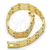 Pulsera Solida 03.102.0035.07 Oro Laminado, Pulido, Tres Tonos (08 MM Thickness, 7 Inches Length)