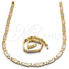 Collar y Pulsera 06.102.0008 Oro Laminado, Diamantado, Tres Tonos