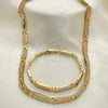 Collar y Pulsera 06.102.0008 Oro Laminado, Diamantado, Tres Tonos
