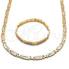 Collar y Pulsera 06.102.0008 Oro Laminado, Diamantado, Tres Tonos