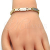 Collar y Pulsera 06.102.0010 Oro Laminado, Diamantado, Tres Tonos