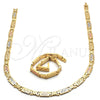 Collar y Pulsera 06.102.0010 Oro Laminado, Diamantado, Tres Tonos