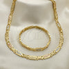 Collar y Pulsera 06.102.0010 Oro Laminado, Diamantado, Tres Tonos
