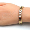 Pulsera Solida 03.102.0038.08 Oro Laminado, Pulido, Tres Tonos (08 MM Thickness, 8 Inches Length)