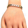 Pulsera Solida 03.102.0038.08 Oro Laminado, Pulido, Tres Tonos (08 MM Thickness, 8 Inches Length)