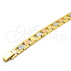 Pulsera Solida 03.102.0038.08 Oro Laminado, Pulido, Tres Tonos (08 MM Thickness, 8 Inches Length)