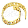 Pulsera Solida 03.102.0038.08 Oro Laminado, Pulido, Tres Tonos (08 MM Thickness, 8 Inches Length)