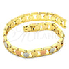 Pulsera Solida 03.102.0038.08 Oro Laminado, Pulido, Tres Tonos (08 MM Thickness, 8 Inches Length)