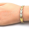 Pulsera Solida 03.102.0036.08 Oro Laminado, Pulido, Tres Tonos (07 MM Thickness, 8 Inches Length)