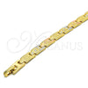 Pulsera Solida 03.102.0036.08 Oro Laminado, Pulido, Tres Tonos (07 MM Thickness, 8 Inches Length)