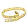 Pulsera Solida 03.102.0036.08 Oro Laminado, Pulido, Tres Tonos (07 MM Thickness, 8 Inches Length)