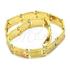 Pulsera Solida 03.102.0036.08 Oro Laminado, Pulido, Tres Tonos (07 MM Thickness, 8 Inches Length)