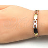 Pulsera Solida 03.102.0043.08 Oro Laminado, Pulido, Tres Tonos (07 MM Thickness, 8 Inches Length)