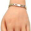 Pulsera Solida 03.102.0043.08 Oro Laminado, Pulido, Tres Tonos (07 MM Thickness, 8 Inches Length)