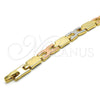 Pulsera Solida 03.102.0043.08 Oro Laminado, Pulido, Tres Tonos (07 MM Thickness, 8 Inches Length)