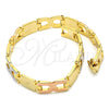 Pulsera Solida 03.102.0043.08 Oro Laminado, Pulido, Tres Tonos (07 MM Thickness, 8 Inches Length)