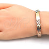 Pulsera Solida 03.102.0044.08 Oro Laminado, Pulido, Tres Tonos (07 MM Thickness, 8 Inches Length)