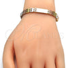 Pulsera Solida 03.102.0044.08 Oro Laminado, Pulido, Tres Tonos (07 MM Thickness, 8 Inches Length)