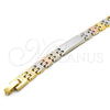 Pulsera Solida 03.102.0044.08 Oro Laminado, Pulido, Tres Tonos (07 MM Thickness, 8 Inches Length)