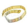 Pulsera Solida 03.102.0044.08 Oro Laminado, Pulido, Tres Tonos (07 MM Thickness, 8 Inches Length)