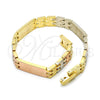 Pulsera Solida 03.102.0044.08 Oro Laminado, Pulido, Tres Tonos (07 MM Thickness, 8 Inches Length)