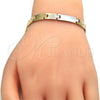 Pulsera Solida 03.102.0045.08 Oro Laminado, Pulido, Tres Tonos (07 MM Thickness, 8 Inches Length)