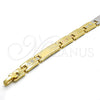 Pulsera Solida 03.102.0045.08 Oro Laminado, Pulido, Tres Tonos (07 MM Thickness, 8 Inches Length)