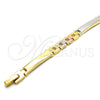 Pulsera Solida 03.102.0046.08 Oro Laminado, Pulido, Tres Tonos (06 MM Thickness, 8 Inches Length)